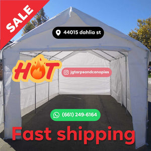 12X20 Heavy Duty Enclosed Canopy White / Beige (free shipping)
