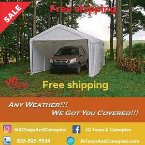 18X20 Heavy Duty Enclosed Canopy WHITE / BEIGE (free shipping)