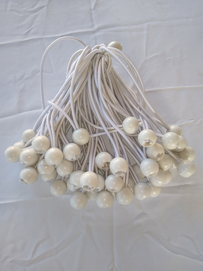 100 PC SUPER HEAVY DUTY WHITE BALL BUNGEES #9