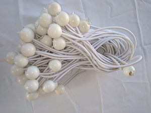 50 PC SUPER HEAVY DUTY WHITE BALL BUNGEES #6"